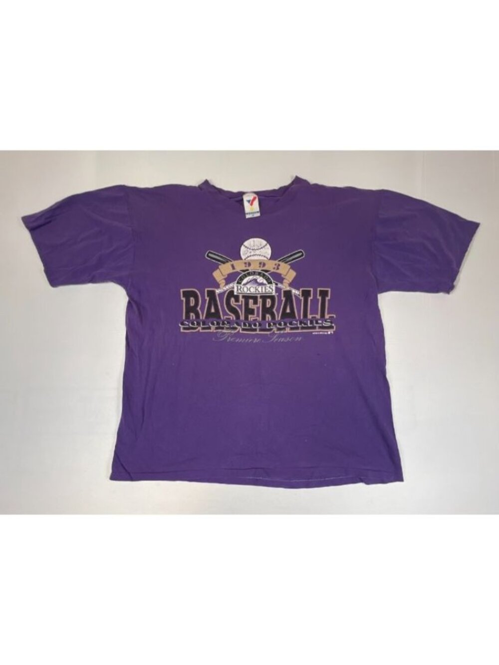 Vintage 1993 Colorado Rockies Baseball Premiere Season T-Shirt Men's XL Purple